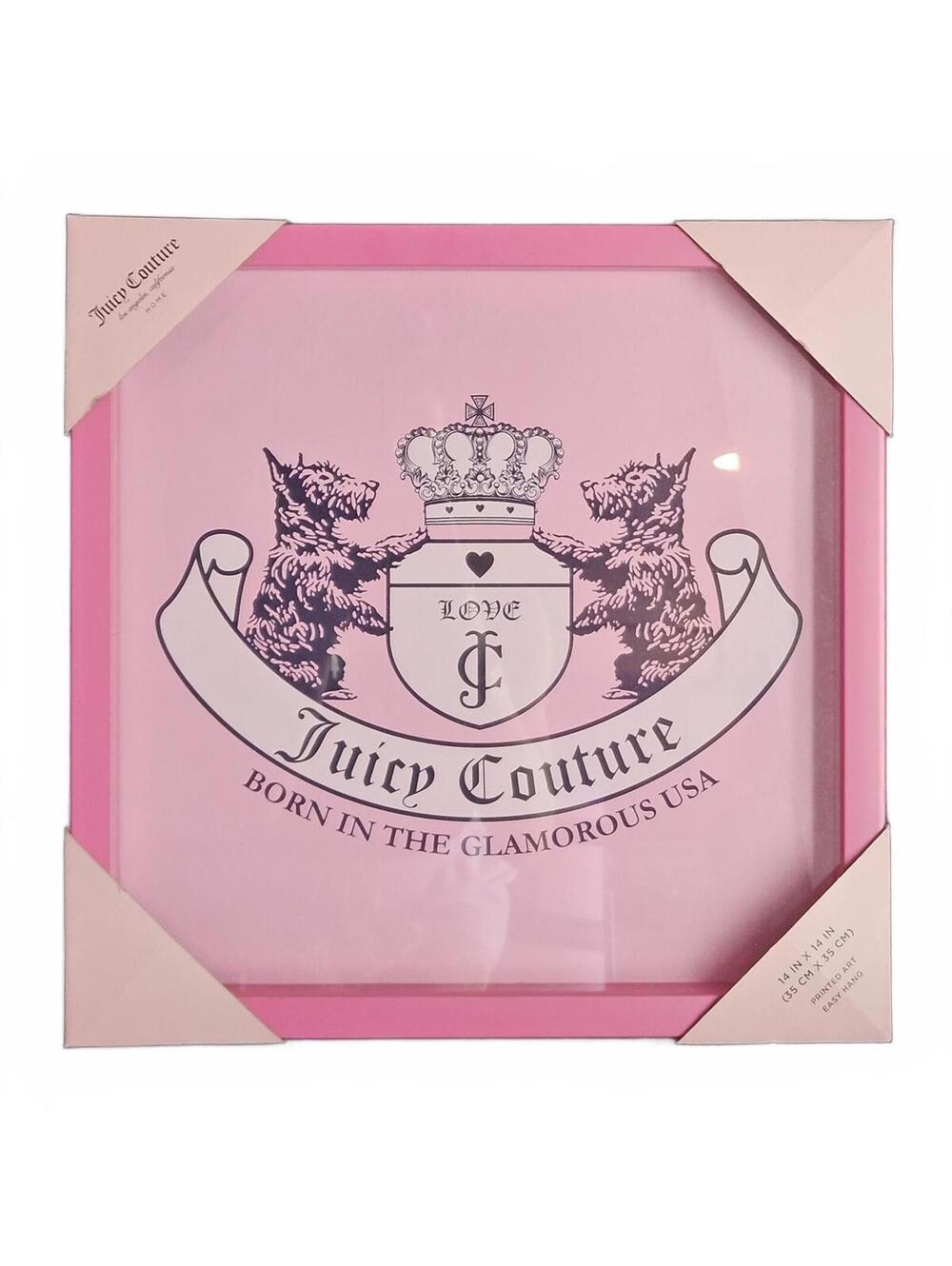 Juicy Couture Pink Crown Scottie Dog Wall Art 14x14 Y2K McBling Home Decor